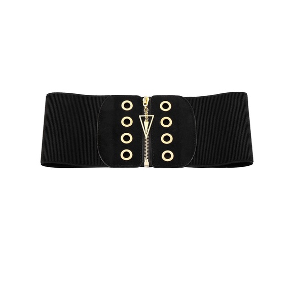 NEW Black Wide Elastic Fashion Waist Belt - Picture 4 of 5